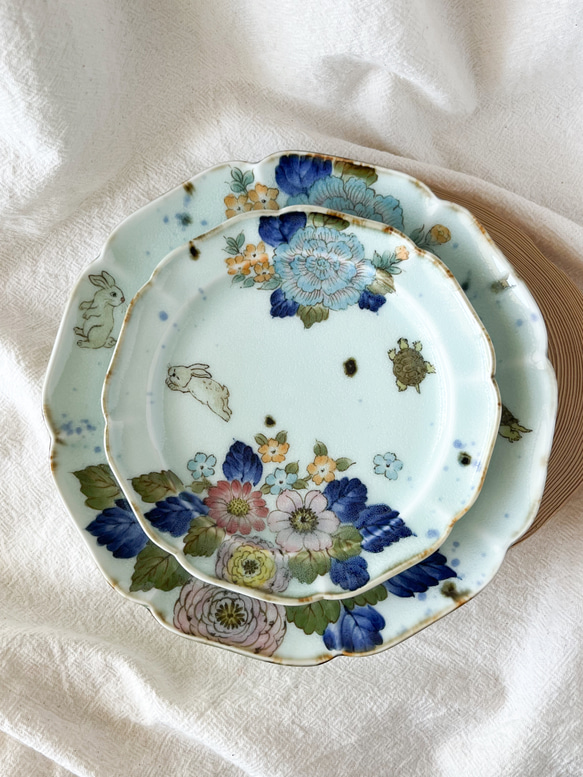 ❤️チコロット❤️すべて手描き❤️染付け❤️メイン皿❤️ワンプレート❤️童話❤️うさぎとかめ❤️ずしっと重め❤️大皿 13枚目の画像