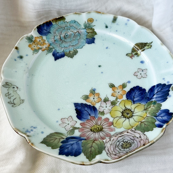 ❤️チコロット❤️すべて手描き❤️染付け❤️メイン皿❤️ワンプレート❤️童話❤️うさぎとかめ❤️ずしっと重め❤️大皿 1枚目の画像