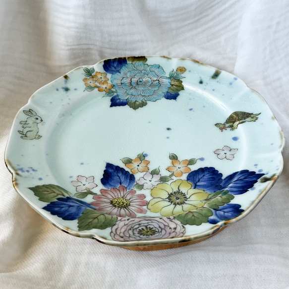 ❤️チコロット❤️すべて手描き❤️染付け❤️メイン皿❤️ワンプレート❤️童話❤️うさぎとかめ❤️ずしっと重め❤️大皿 5枚目の画像