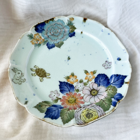 ❤️チコロット❤️すべて手描き❤️染付け❤️メイン皿❤️ワンプレート❤️童話❤️うさぎとかめ❤️ずしっと重め❤️大皿 3枚目の画像