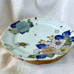 ❤️チコロット❤️すべて手描き❤️染付け❤️メイン皿❤️ワンプレート❤️童話❤️うさぎとかめ❤️ずしっと重め❤️大皿 4枚目の画像