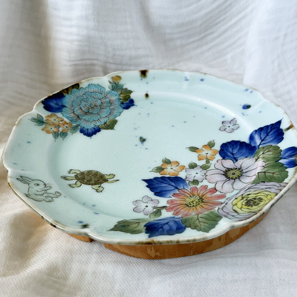 ❤️チコロット❤️すべて手描き❤️染付け❤️メイン皿❤️ワンプレート❤️童話❤️うさぎとかめ❤️ずしっと重め❤️大皿 4枚目の画像