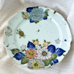 ❤️チコロット❤️すべて手描き❤️染付け❤️メイン皿❤️ワンプレート❤️童話❤️うさぎとかめ❤️ずしっと重め❤️大皿 2枚目の画像