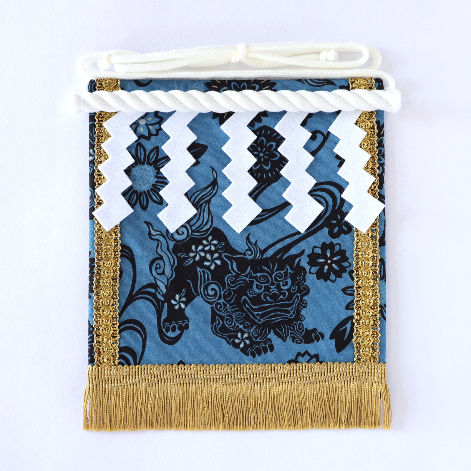 【名入れOK】赤ちゃん化粧まわし「えびすこくん」《琉球の護り神シーサー・青》沖縄生まれの子への出産祝いに！