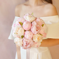 芍薬♪ウェディングブーケ ブートニア付き ピオニーブーケ ブーケ