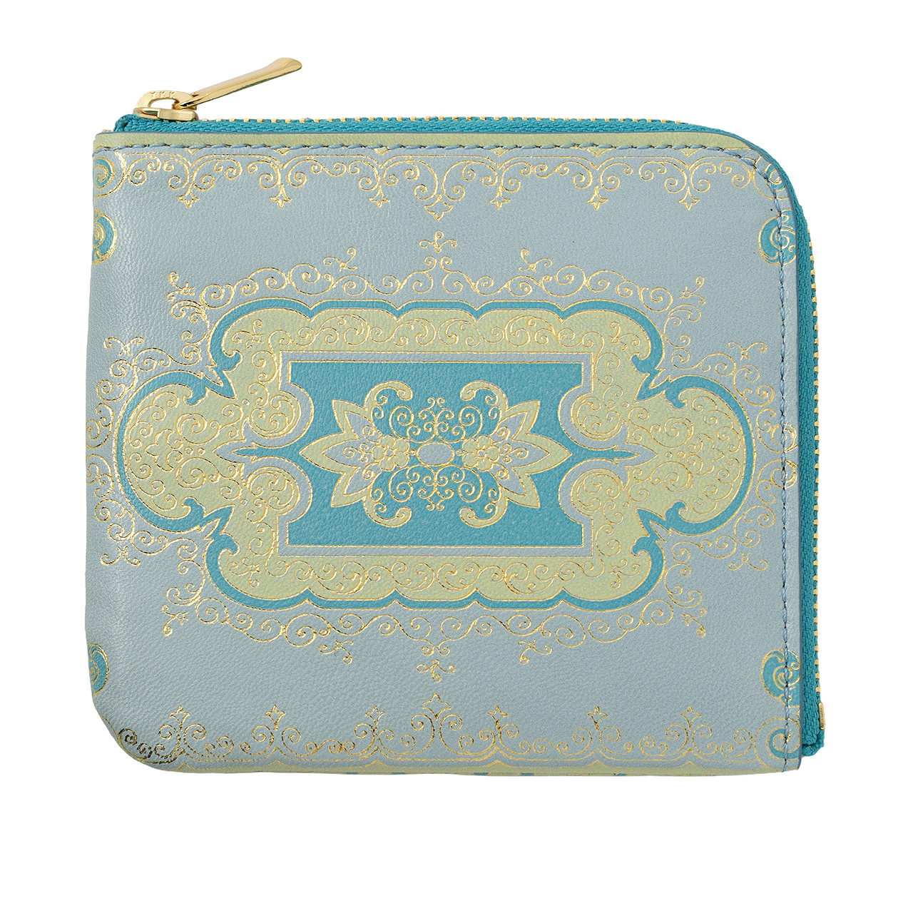 モロッコ柄 ミニ財布 Ｌ字ファスナー スリム ミニウォレット （ブルー）