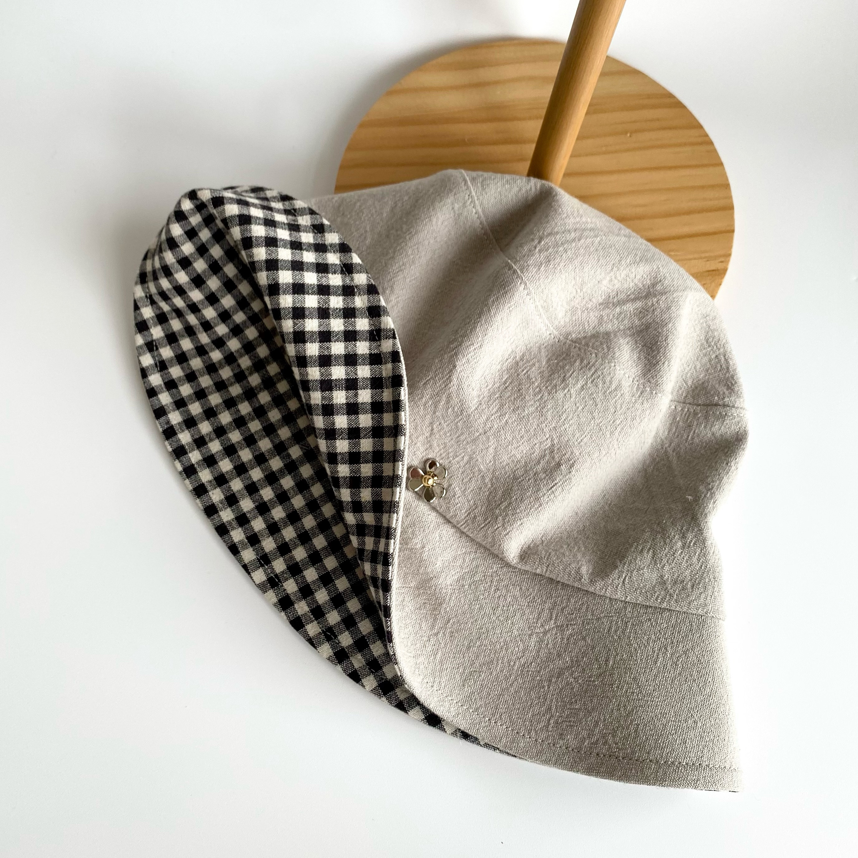 肌に心地いい♪コットンリネンのバケットハット＊レディース帽子＊SS/S/M/L/LL＊受注制作
