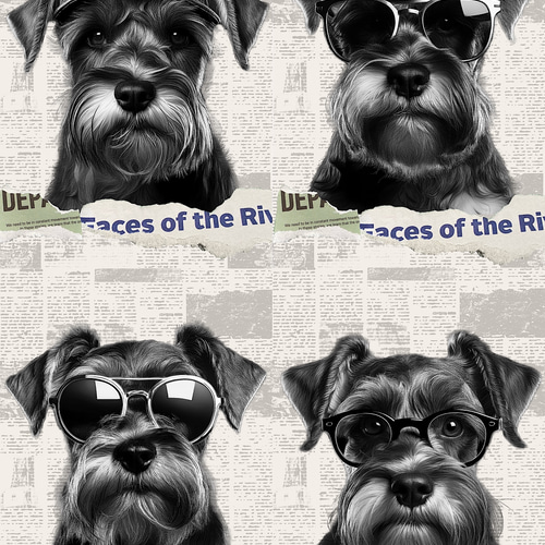 パネル生地　犬　ご予約ページ オリジナル 生地 パネル生地 犬 犬柄 ミニチュアシュナウザー 生地