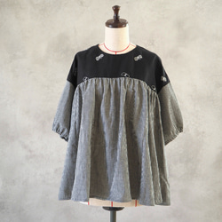 8/5発売】ミナペルホネン choucho 刺繍 × ギンガムチェックリネン