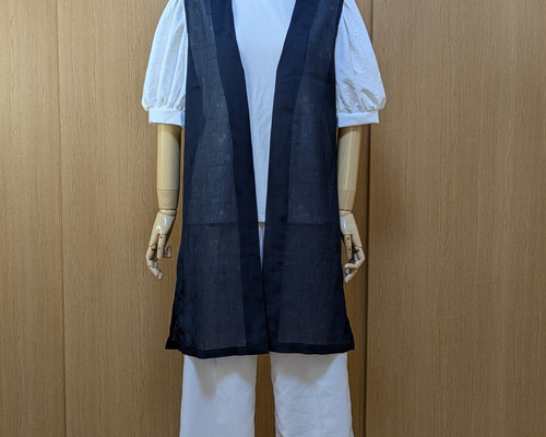 着物リメイク ロングベスト(ジレ) 夏単衣呂 M〜L ベスト さらあお
