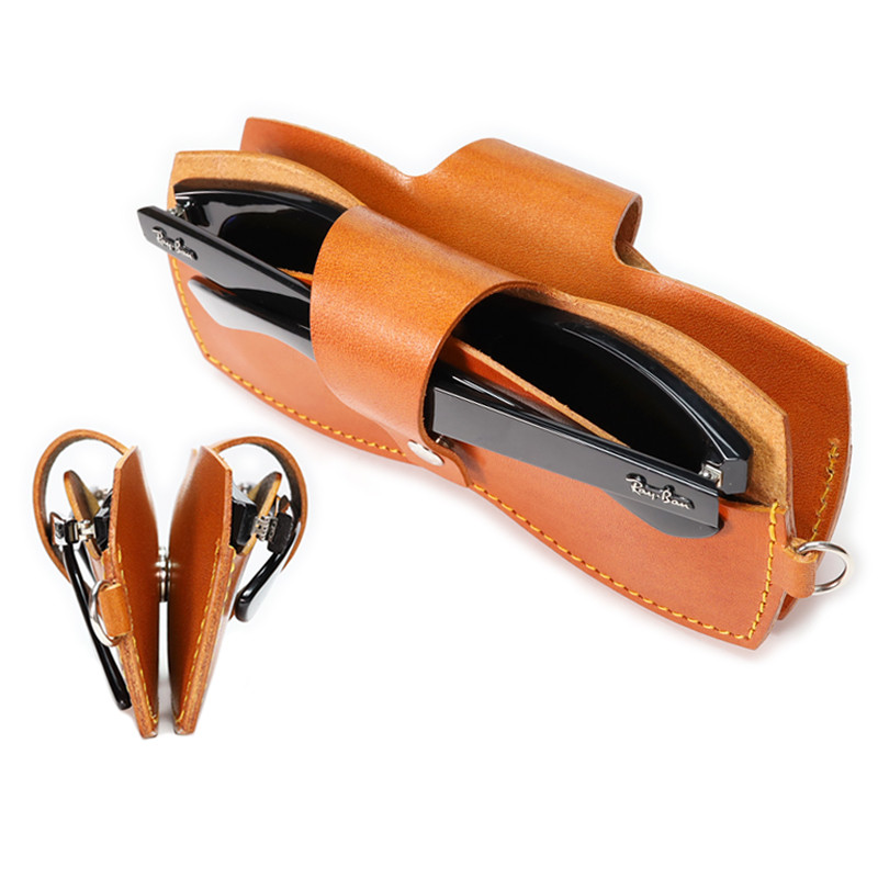 “ソフトメガネケースW” 14色 眼鏡ケース 2個収納 メガネ入れ 2本持ち コンパクト 軽量 本革 栃木レザー 名入れ