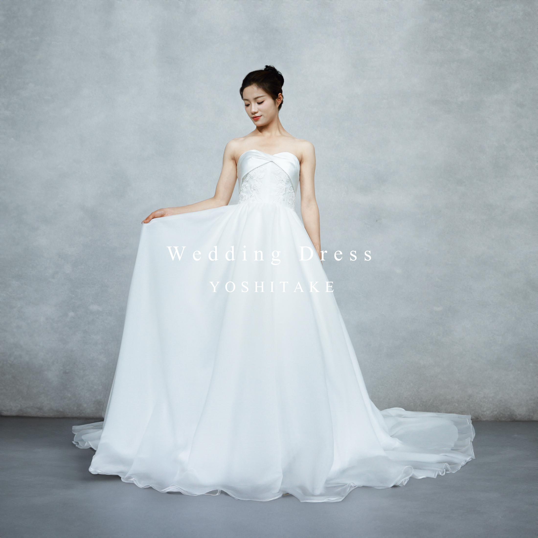 【オーダー制作】ウエディングドレス.白.サテン.刺繍レース.Aライン.リボン.結婚式.Y2432