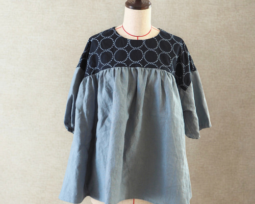 8/5発売】ミナペルホネン tambourine 刺繍 × 無地リネン ブラウス ｜1