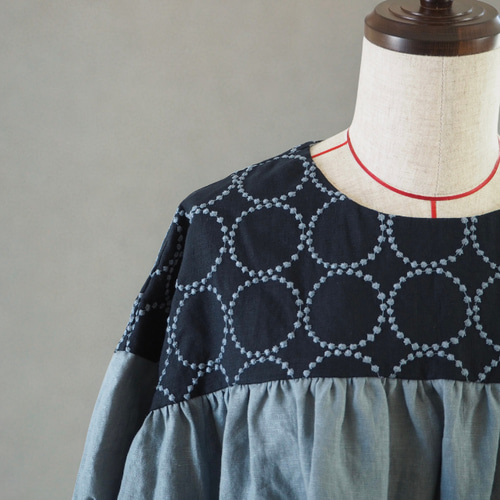 8/5発売】ミナペルホネン tambourine 刺繍 × 無地リネン ブラウス ｜1