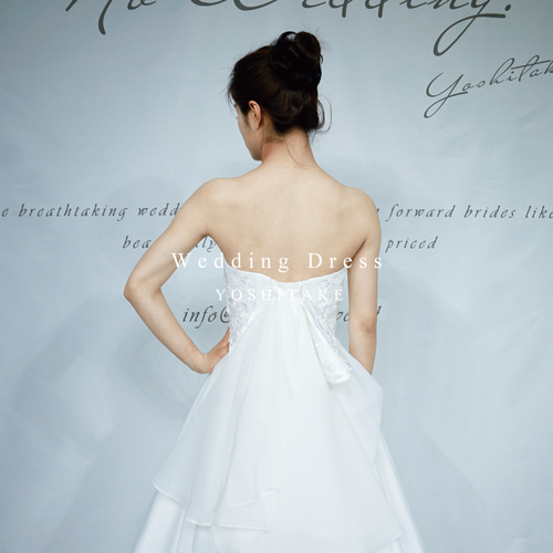 ウエディングドレス.白.サテン.刺繍レース.Aライン.リボン.結婚式.Y2432 ウエディングドレス.白.サテン.刺繍レース.Aライン.リボン.結婚式