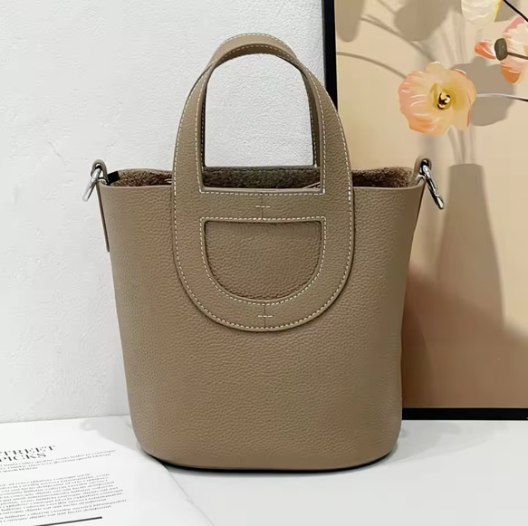 グレー バケツ型 ショルダーバッグ