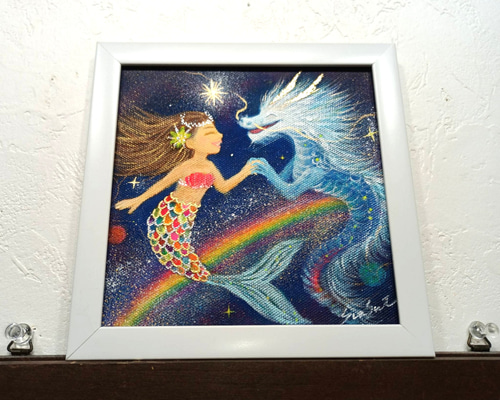 吉祥風水アート】約束だよ！龍と人魚〜宇宙の祝福の虹〜虹色鱗の