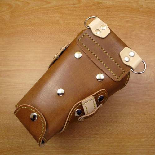 手染めキャメル＆ナチュラル　６丁差し　本革シザーケース　SCA-158/NCA 本革 6丁差し シザーケース (手染めキャメル×ナチュラル) SCA-158/NCA