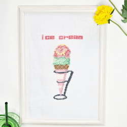 刺繍キット販売) 2段アイスクリーム クロスステッチ 編み図・パターン