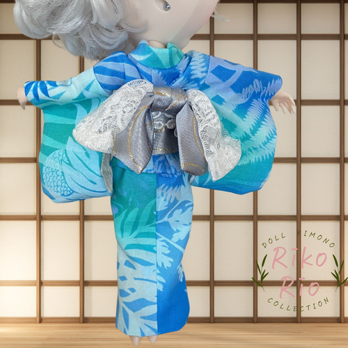 ブライス着物 ☆浴衣セット【【夏の風をまとう、ブルーグラデーション