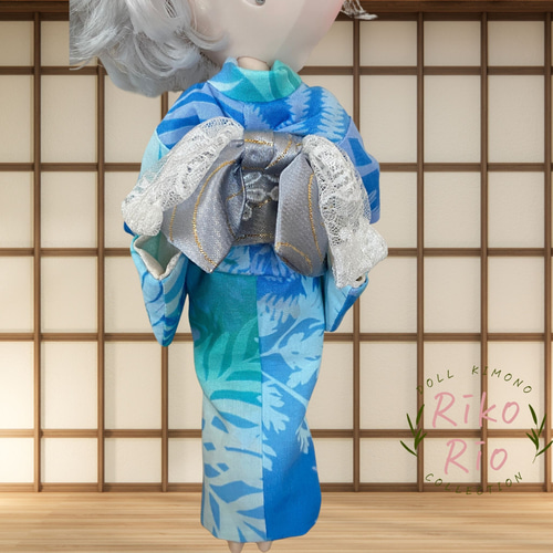 ブライス着物 ☆浴衣セット【【夏の風をまとう、ブルーグラデーション