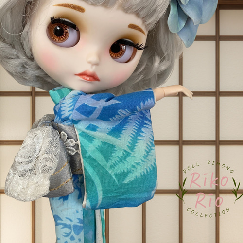 ブライス着物 ☆浴衣セット【【夏の風をまとう、ブルーグラデーション
