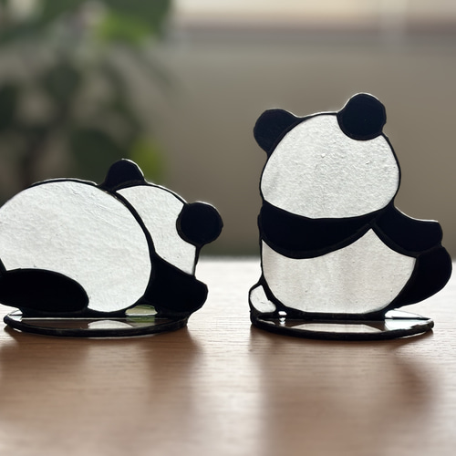 ステンドグラス ごろごろパンダ 立体・オブジェ 森のkomichi3 通販