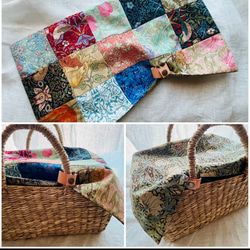 山葡萄　かごバック　ウイリアムモリスカバー付き Fabric by ベストオブモリス 山葡萄のかごバッグ 交差編み 通販