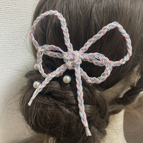 ダブルリボン 水引 髪飾り 【推し活】【着物】【浴衣】【七五三