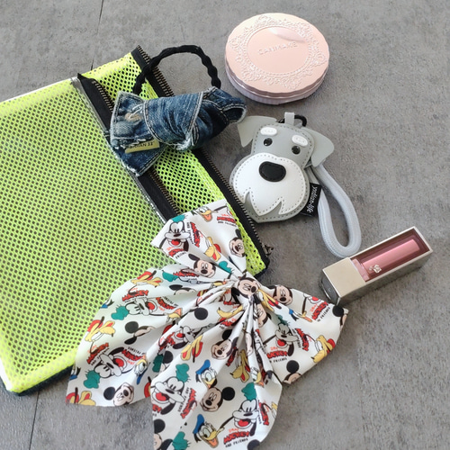 1~4）中身が見えるファスナーポーチ リメイクデニム メッシュ素材 pvc