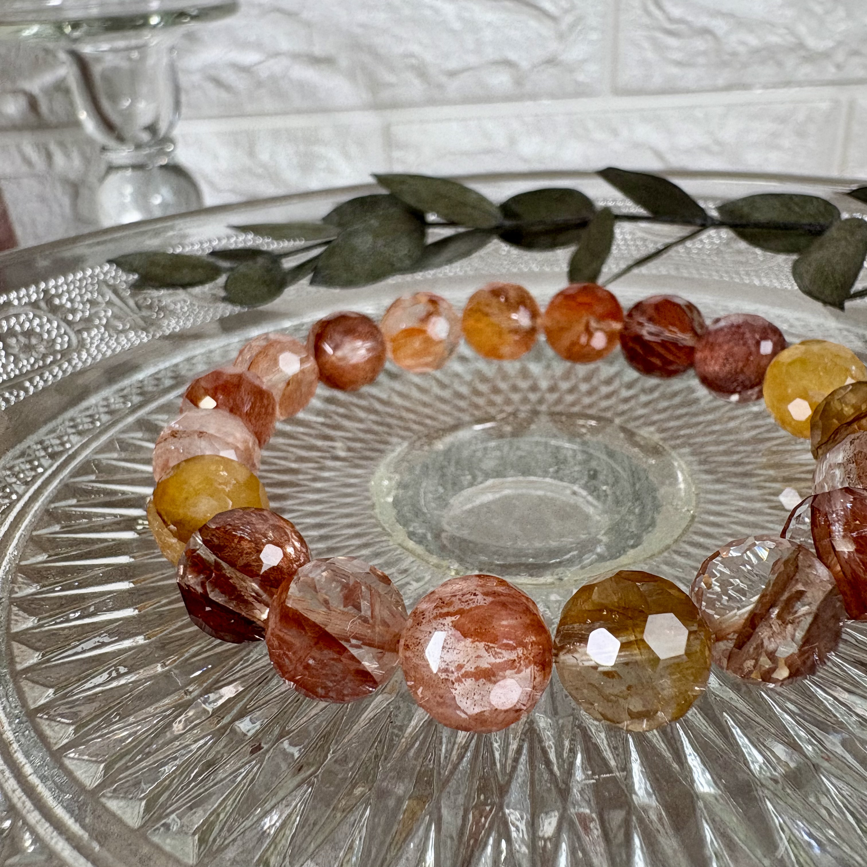 【スペシャル】リモナイトインクォーツ128面カットブレスレット1262