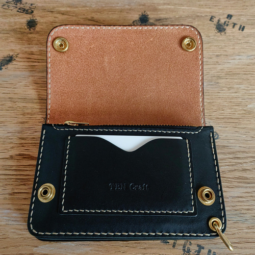 ハラコ ヒョウ柄】 ミドルトラッカーウォレット TWM-01 その他ミニ財布