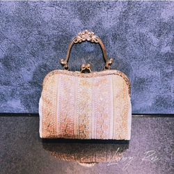 限定1シャンパンの煌めき大人上品な煌めき溢れるロココ調大人ピンクフォーマルバッグ　パーティーバッグ　インド刺繍　帯バッグ 4枚目の画像