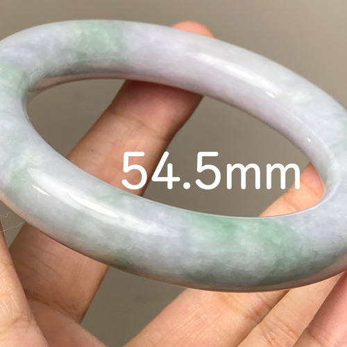 BG9-38 厚手54.0mm糯種薄春彩ラベンダーミャンマー産A貨本翡翠バングル ミャンマー産天然無処理翡翠 バングル ブレスレット 薄青緑 薄