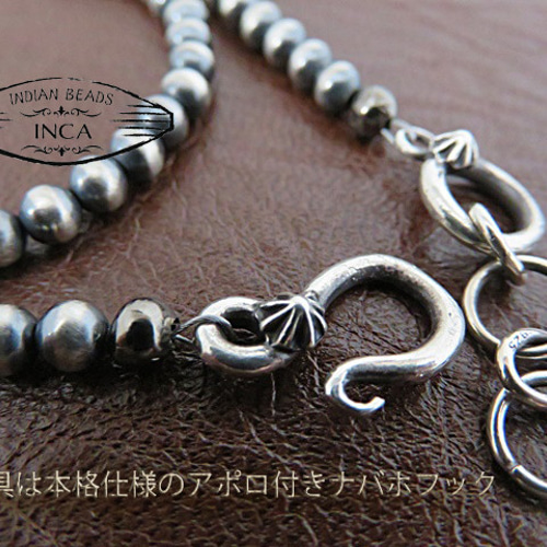 インディアンジュエリー ナバホ族パールシルバーネックレス5mm粒 約60