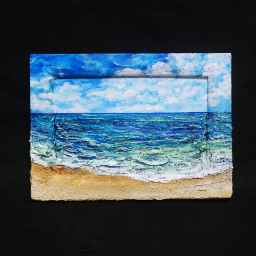 油絵 油彩 油彩画 絵 絵画 【砂浜の海】ミニ絵画 油絵 油彩 油彩画 絵 絵画 【海の砂浜】ミニ絵画 絵画 HR 通販