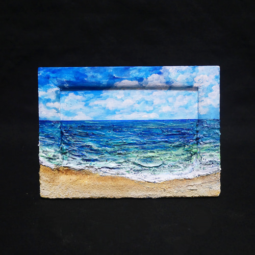 油絵 油彩 油彩画 絵 絵画 【海の砂浜】ミニ絵画 絵画 HR 通販