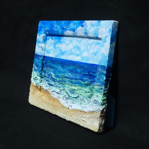 油絵 油彩 油彩画 絵 絵画 【砂浜の海】ミニ絵画 油絵 油彩 油彩画 絵 絵画 【海の砂浜】ミニ絵画 絵画 HR 通販