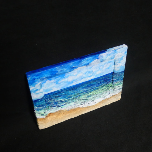 油絵 油彩 油彩画 絵 絵画 【海の砂浜】ミニ絵画 絵画 HR 通販