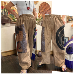 大島紬　セットアップ　ロングベスト×ワイドパンツ　着物リメイク　総柄　正絹 公式 ストアレディース - 大島紬 セットアップ ロングベスト