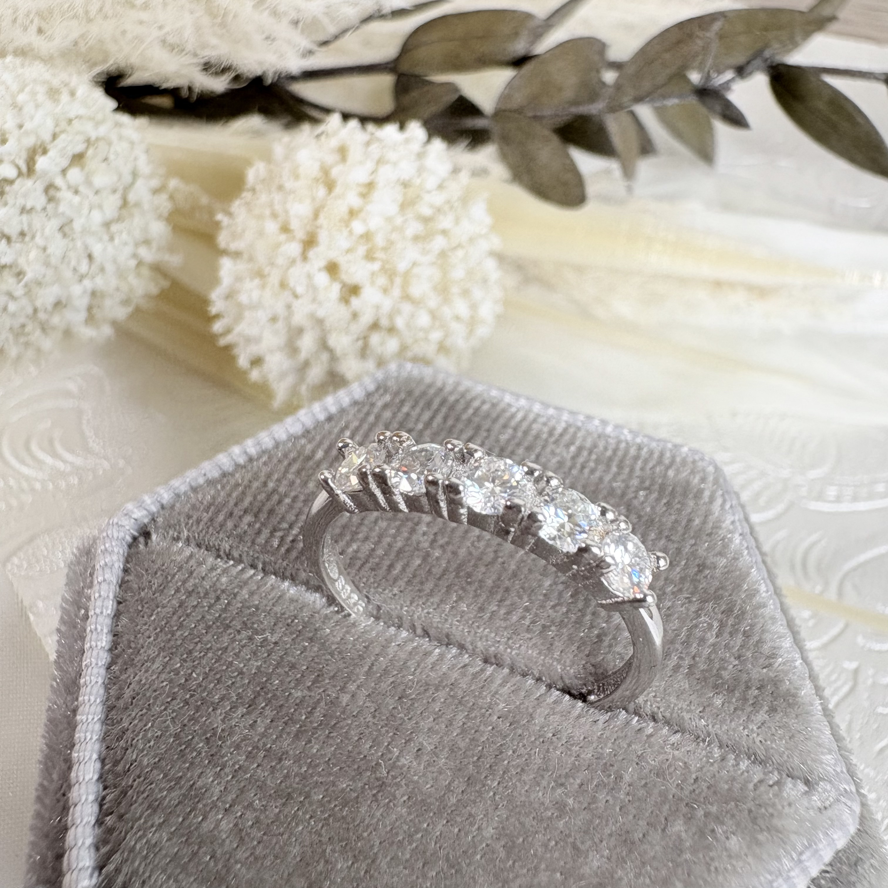 *s925モアサナイトハーフエタニティリング233