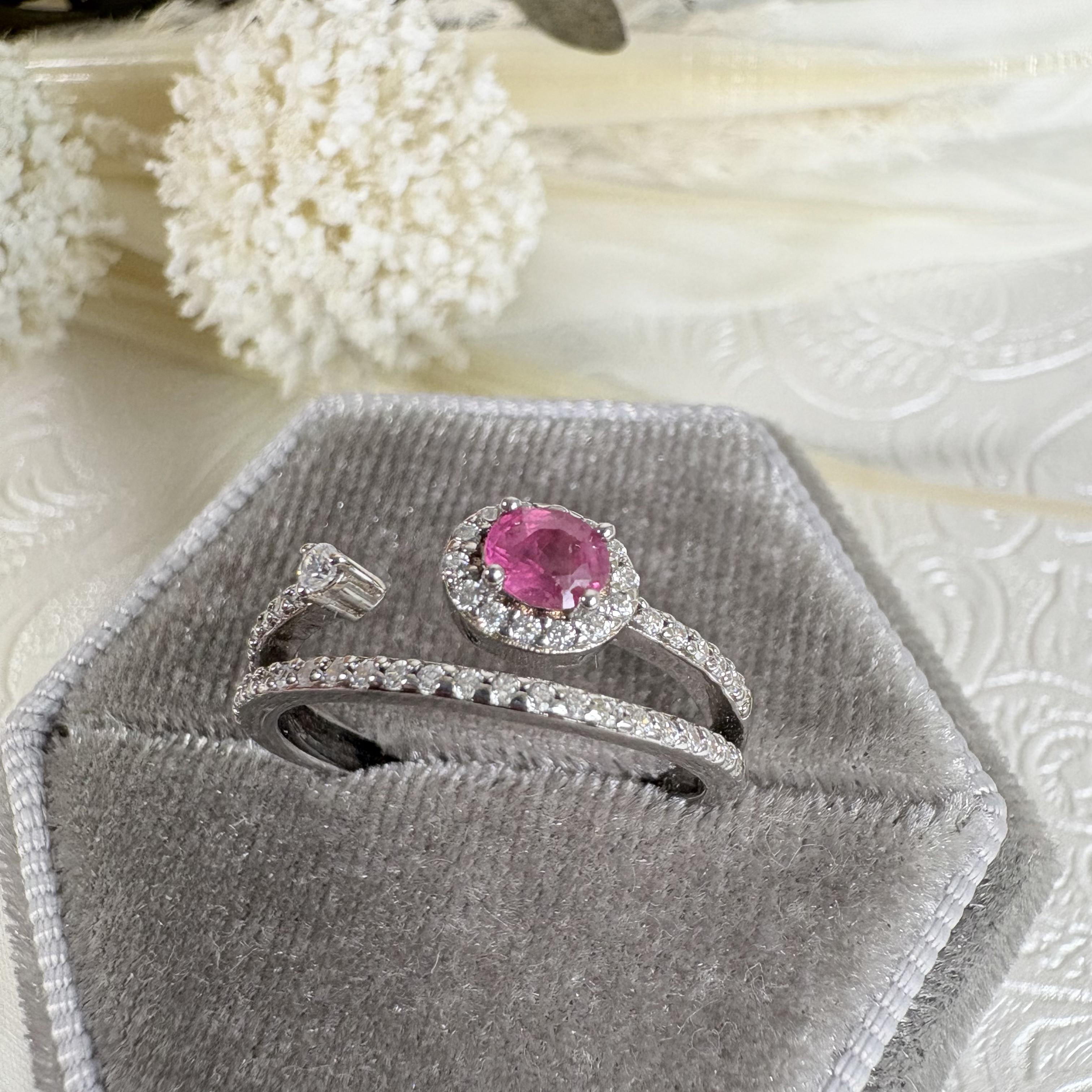 *s925ピンクスピネル2連風リング236