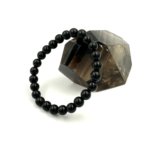01235)(鑑別書つき1点のみ)チベット産モリオン【8mm】黒水晶 天然石