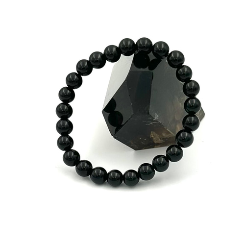 01235)(鑑別書つき1点のみ)チベット産モリオン【8mm】黒水晶 天然石