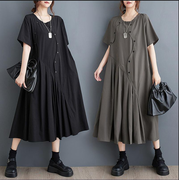 【大きいサイズ】 レディース ロング　ワンピース　春夏 秋 新品 半袖　シャツ 大きいサイズ レディース ロング ワンピース 春夏 秋 新品 半袖