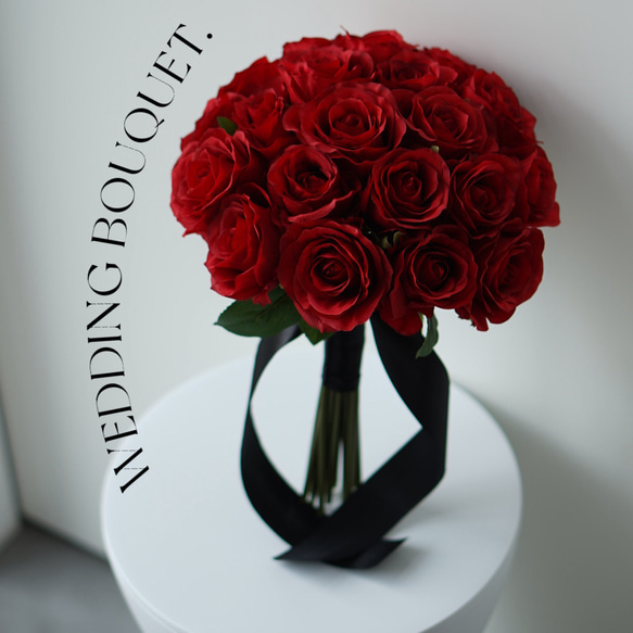 真紅 赤バラ ┊︎ シングルブーケ ┊︎アーティフィシャル
