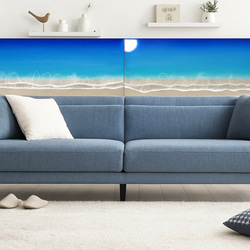 波3層　オーシャンレジン海アート　壁掛けアートロングパネル　W90㎝✖️H30㎝ 波3層 オーシャンレジン海アート 壁掛けアート ロングパネル