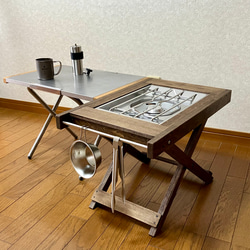 檜無垢材　スノーピークIGT対応アイアンテーブル　アイアンレッグ　 H430 スノーピークIGT対応アイアンテーブル アイアンレッグ