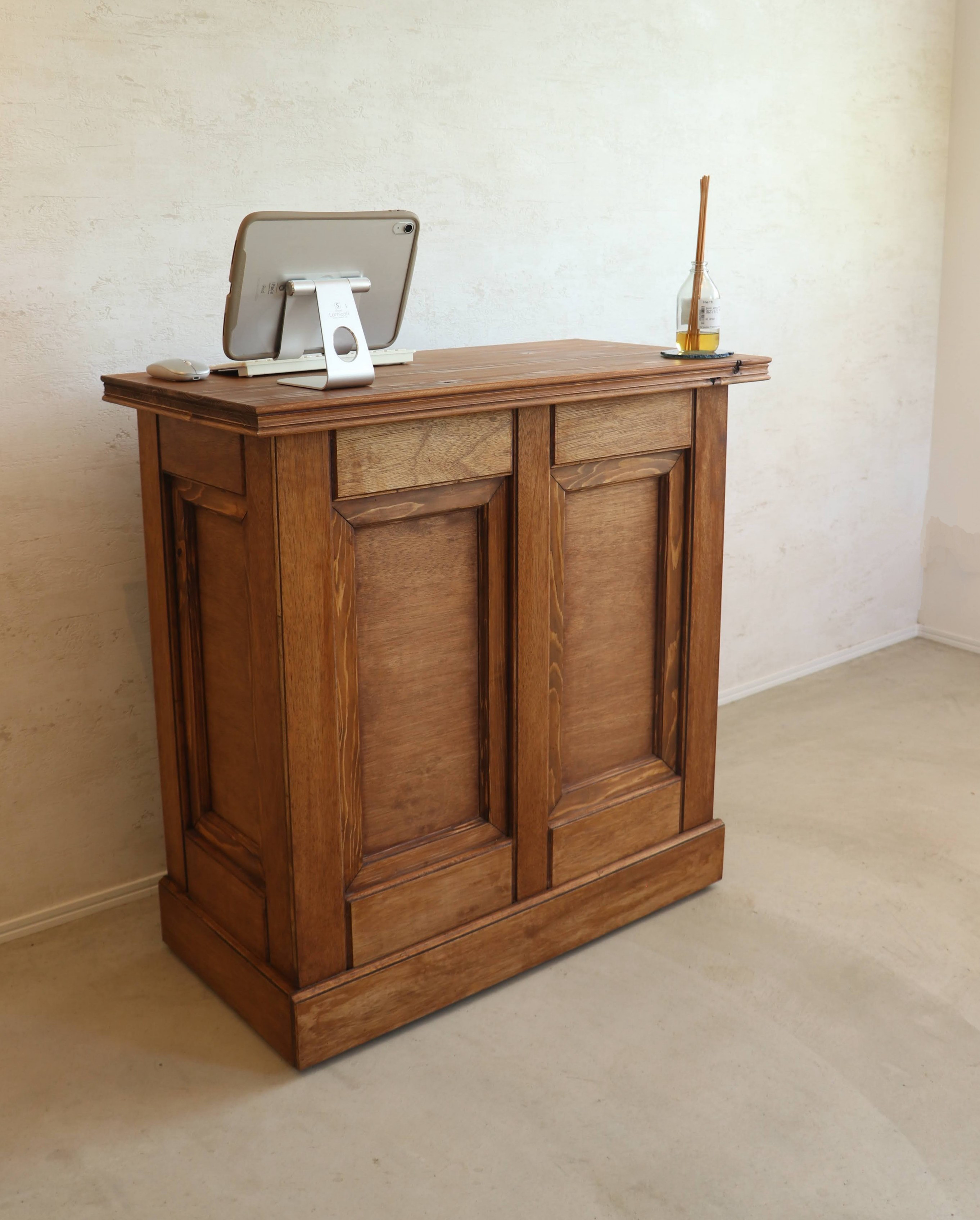 アンティークカウンター レジ台 キャッシャー バーカウンター 受付 サイドテーブル 水槽台 ディスプレイ 店舗什器