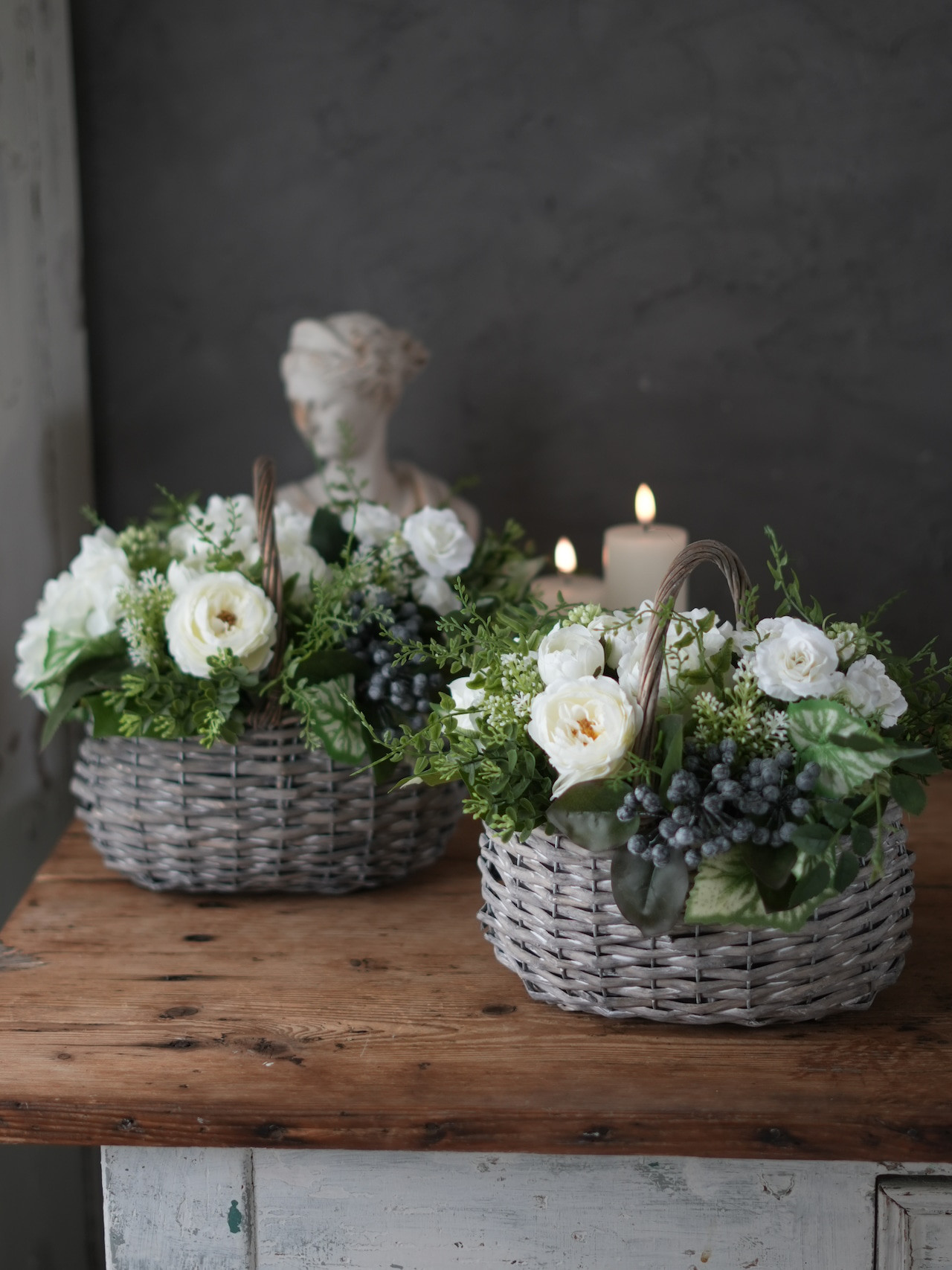 可愛いが続くバスケットアレンジメント